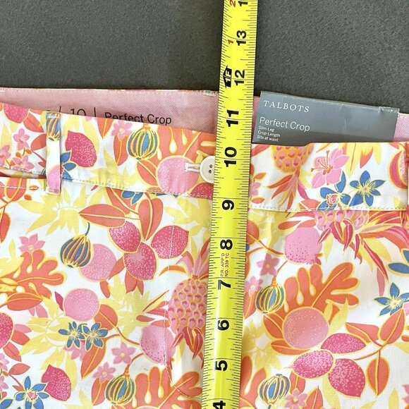 TALBOTS Perfect Crop Pants Size 10 Stretch Slim Leg Multicolor Fruit Flowers NWT - Picture 10 of 15